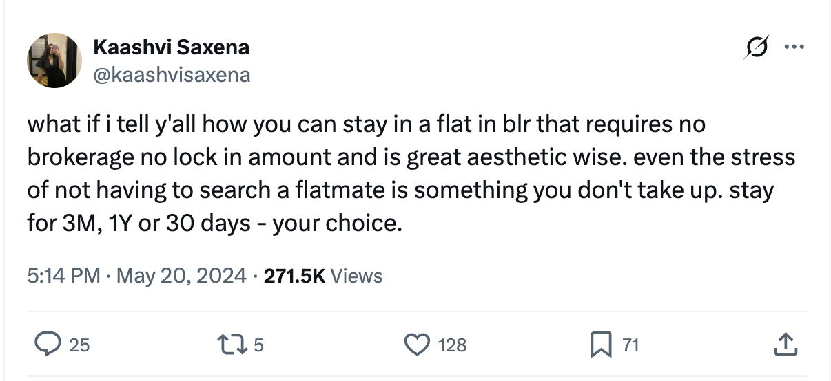 Social proof from a Flent tenant on X